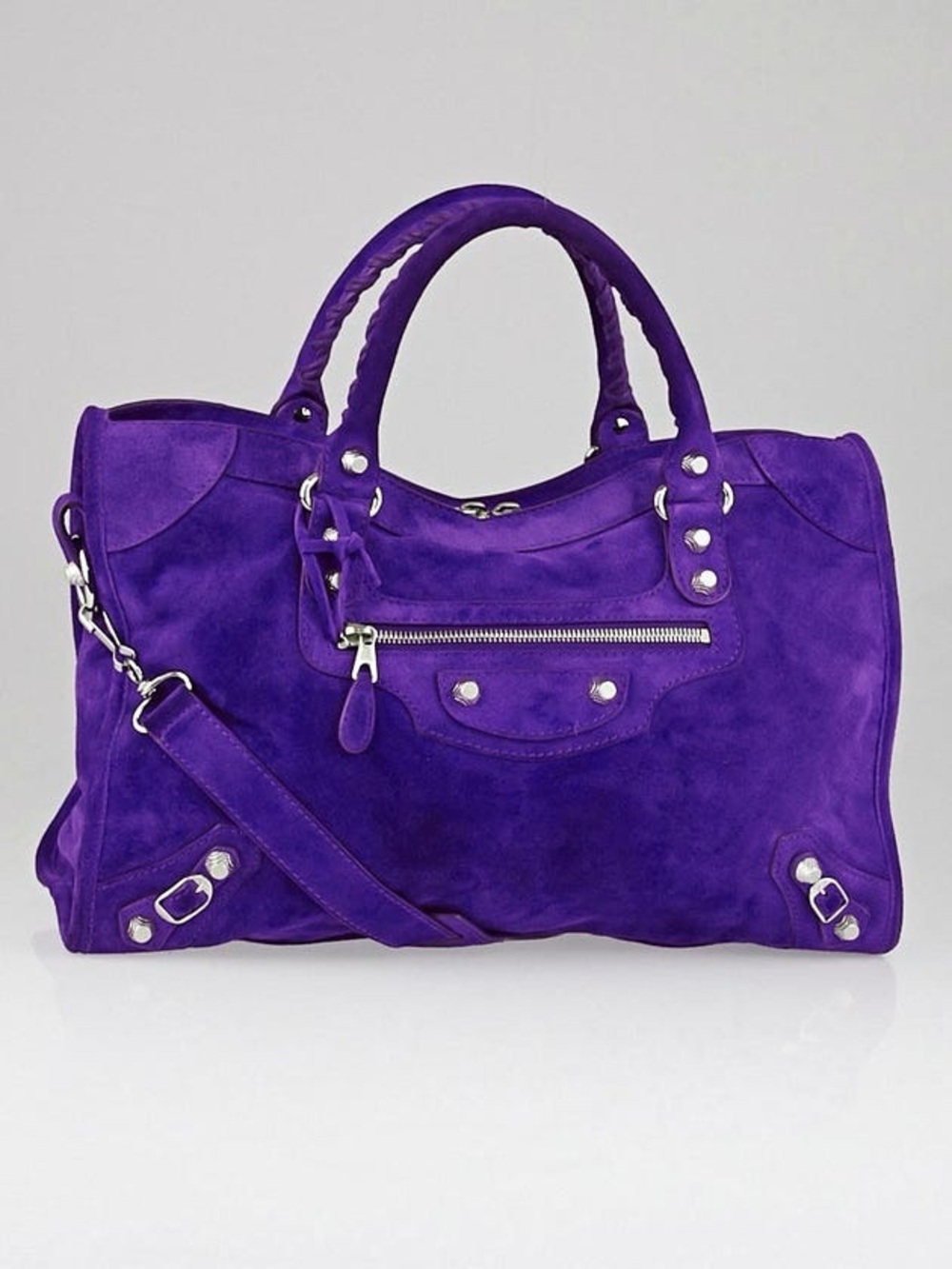 Balenciaga Purple Suede City Bag